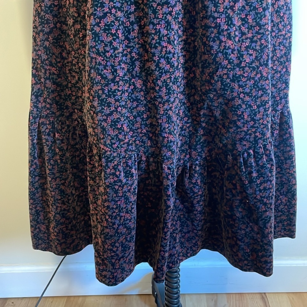 VTG Lanz Velvet Skirt Set Black Micro Floral Jacket Cottage Grandma Feminine - Picture 7 of 16